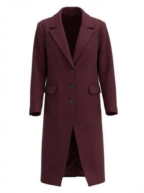Avec Les Filles Strong Shoulder Hourglass Single Breasted Coat in Burgundy